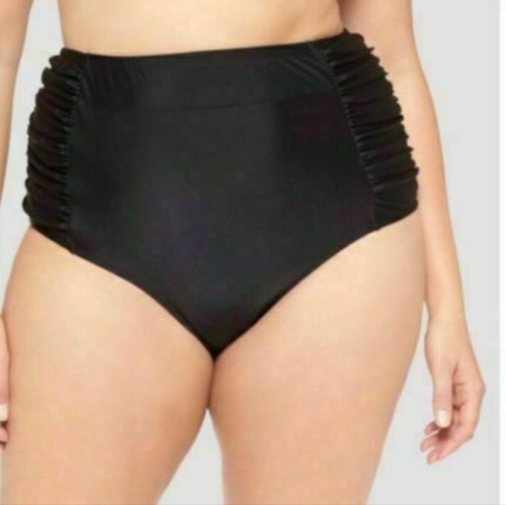 AVA & VIV Plus Sizr Black High-Waisted Bikini Bottom 20W/22W